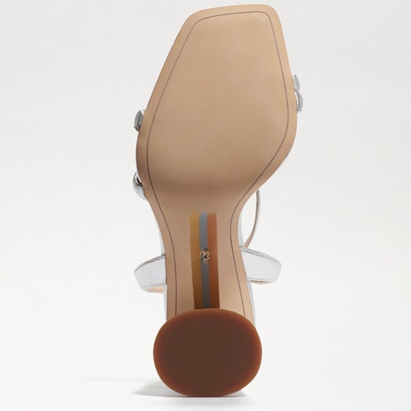 LIKE NEW Sam Edelman Kia Block Heel Strappy Sandal Silver size 10 - Picture 4 of 9